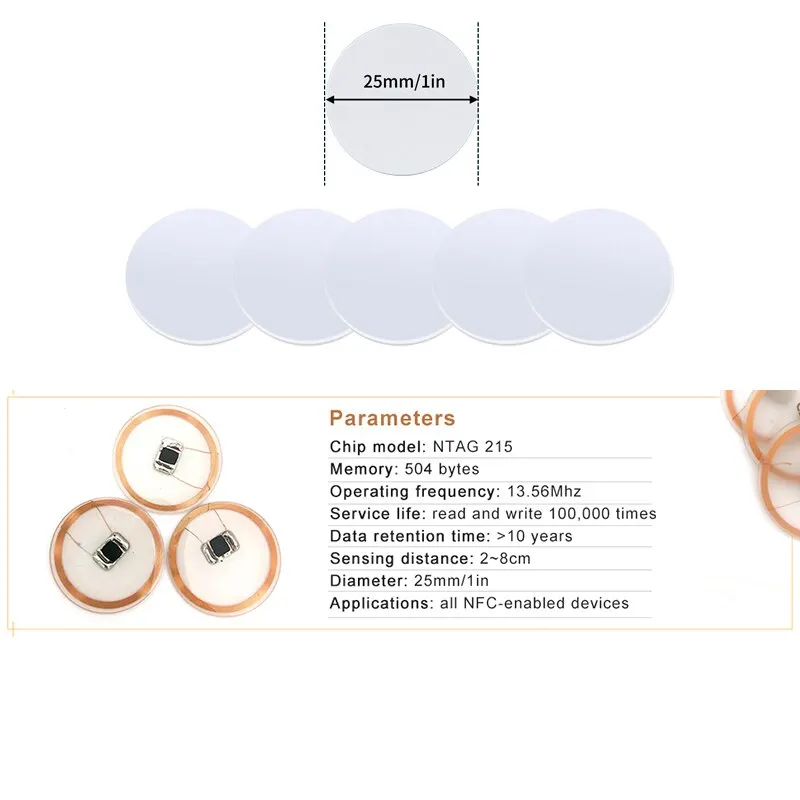 20 piezas 13,56 MHz Ntag215 mo - Nfc Tag Programmable reseña y precio
