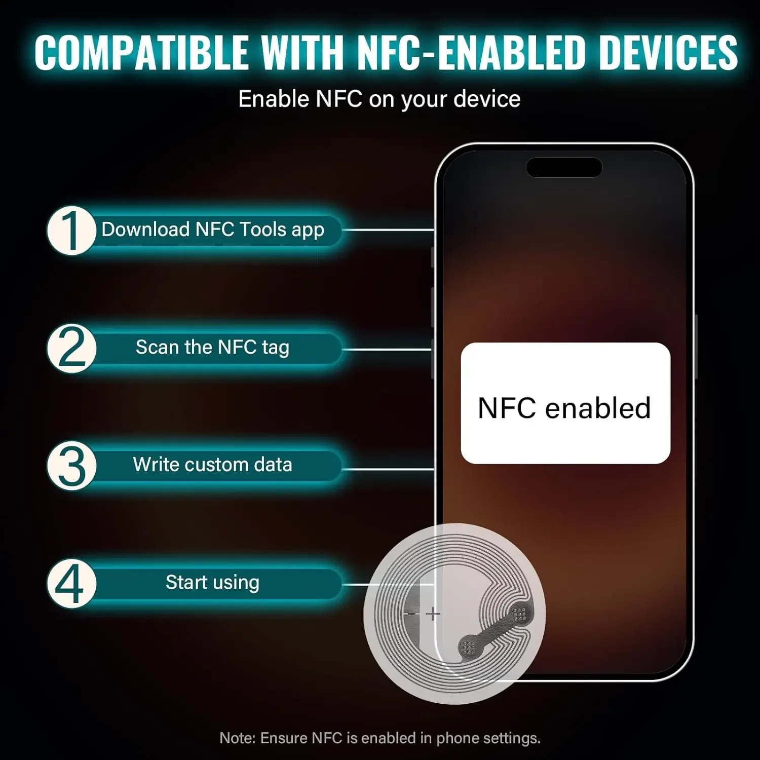 10-50 pegatinas NFC NTAG215 de - Nfc Tag Programmable reseña y precio